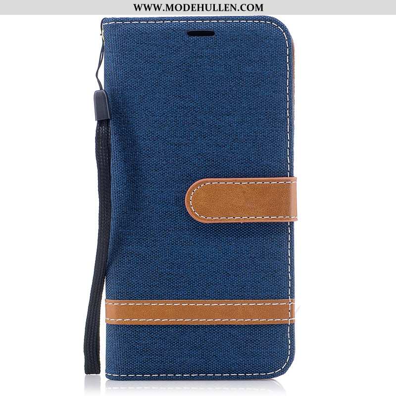 Hülle Huawei P30 Schutz Lederhülle Folio Handy Denim Rot Case Rote