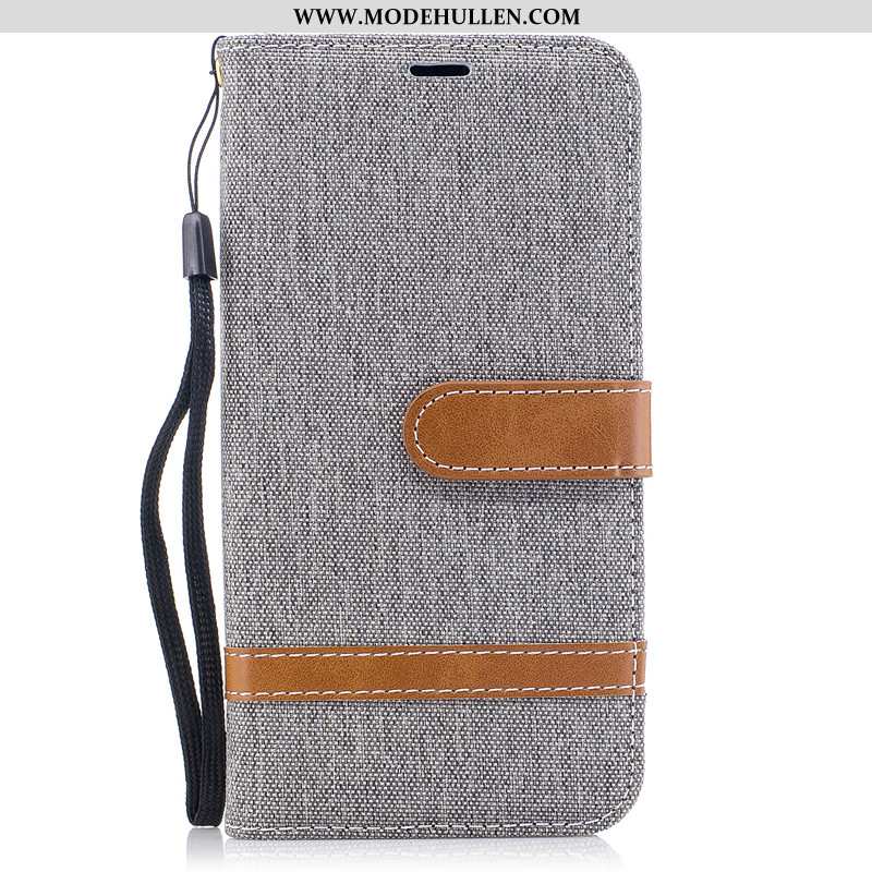 Hülle Huawei P30 Schutz Lederhülle Folio Handy Denim Rot Case Rote