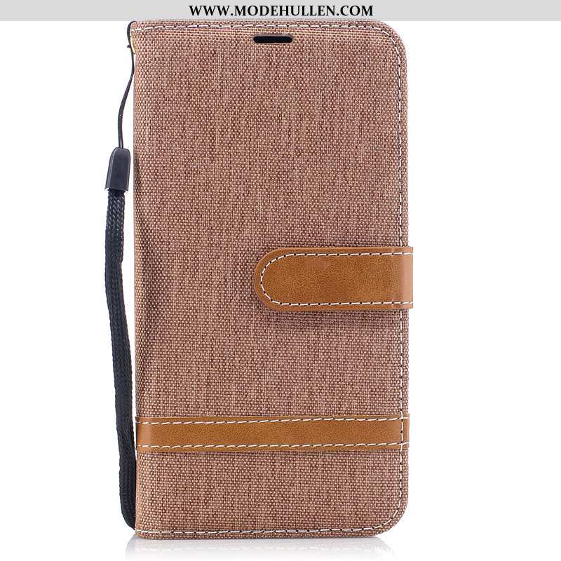 Hülle Huawei P30 Schutz Lederhülle Folio Handy Denim Rot Case Rote