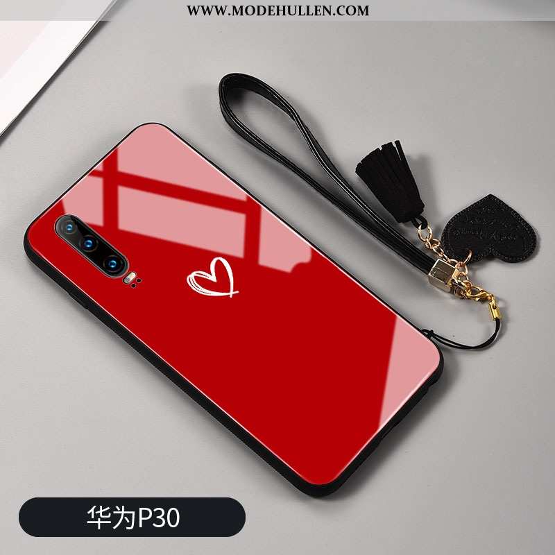 Hülle Huawei P30 Silikon Schutz Glas Case Liebe Persönlichkeit Rote