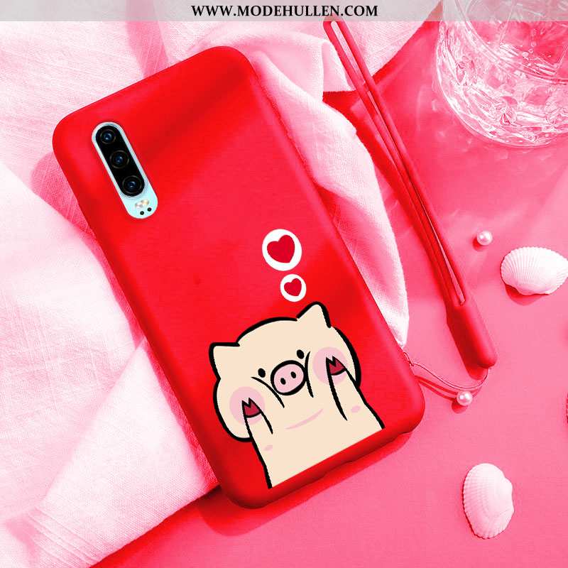 Hülle Huawei P30 Super Dünne Silikon Anti-sturz Handy Karikatur Case Rote