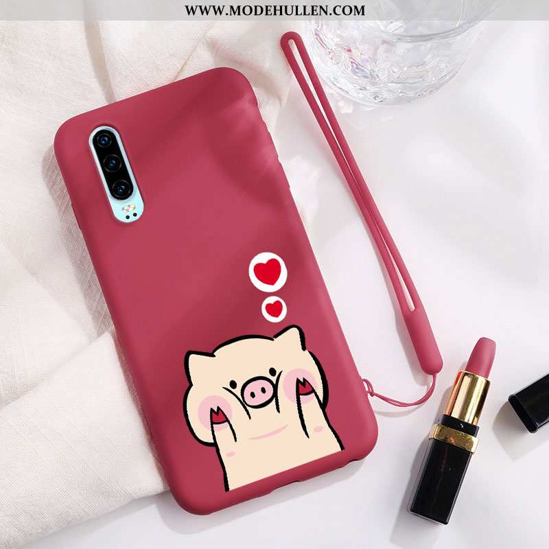 Hülle Huawei P30 Super Dünne Silikon Anti-sturz Handy Karikatur Case Rote