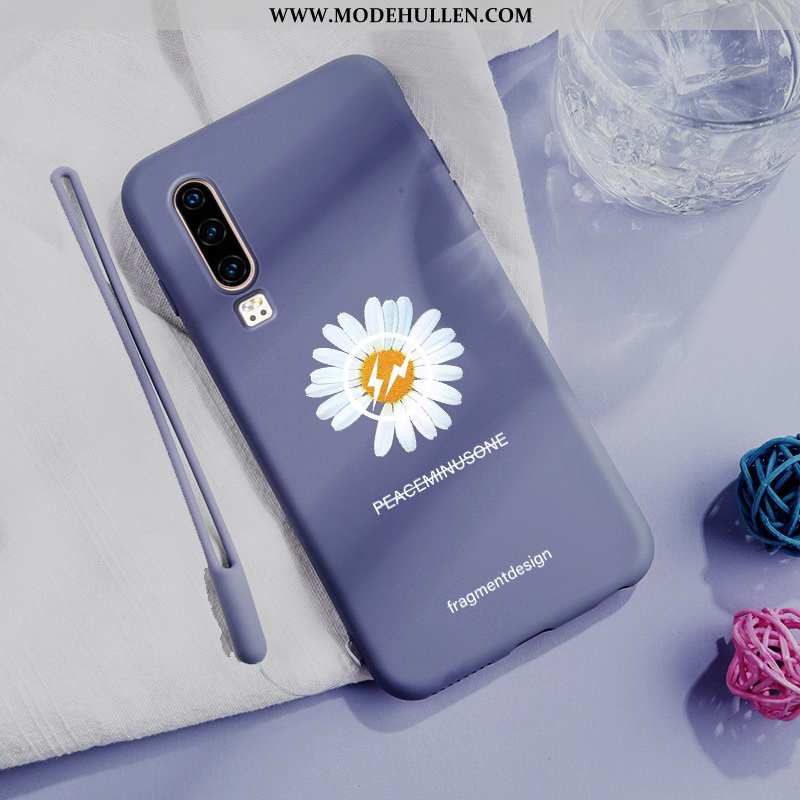 Hülle Huawei P30 Trend Super Handy Anti-sturz Persönlichkeit Chrysanthemes Blau