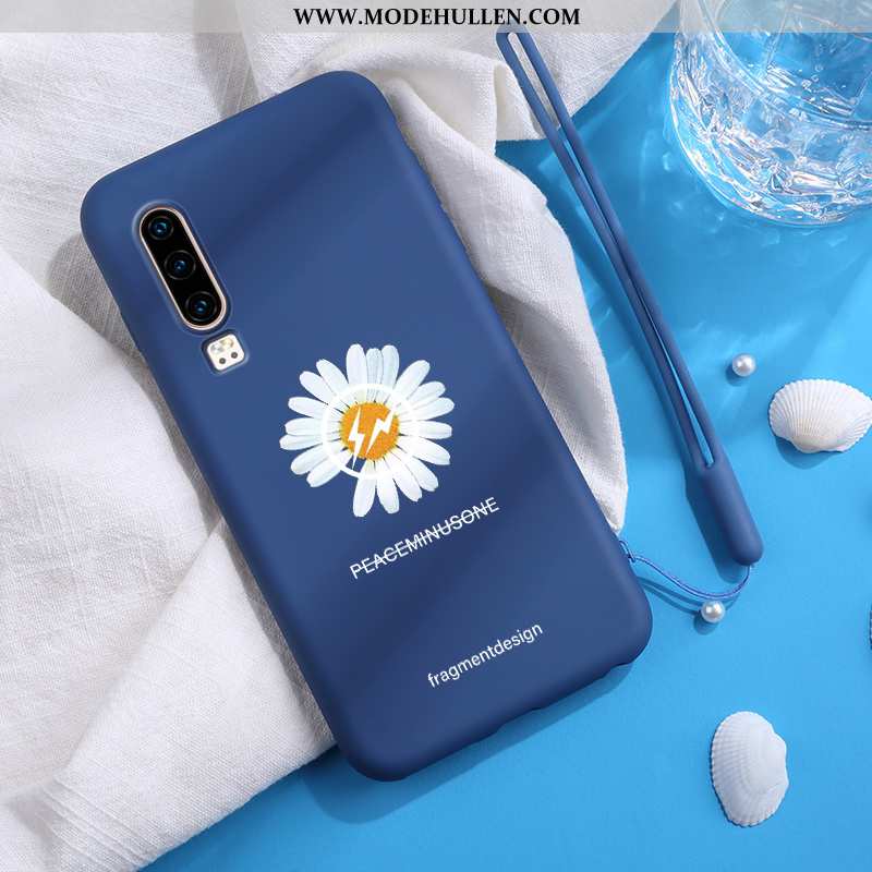 Hülle Huawei P30 Trend Super Handy Anti-sturz Persönlichkeit Chrysanthemes Blau