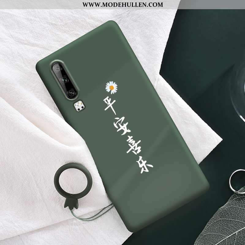 Hülle Huawei P30 Weiche Silikon Handy Chrysanthemes Schutz Case Grün