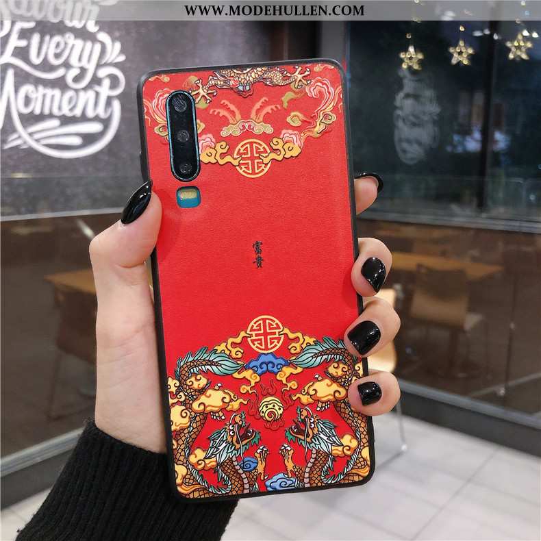 Hülle Huawei P30 Zubehör Silikon Case Chinesische Art Alles Inklusive Netto Rot Weiße