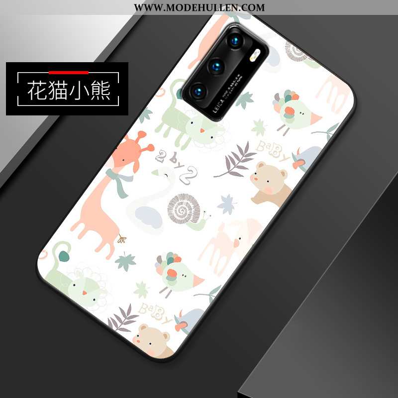 Hülle Huawei P40 Dünne Nubuck Karikatur Handy Super Persönlichkeit Anti-sturz Weiße