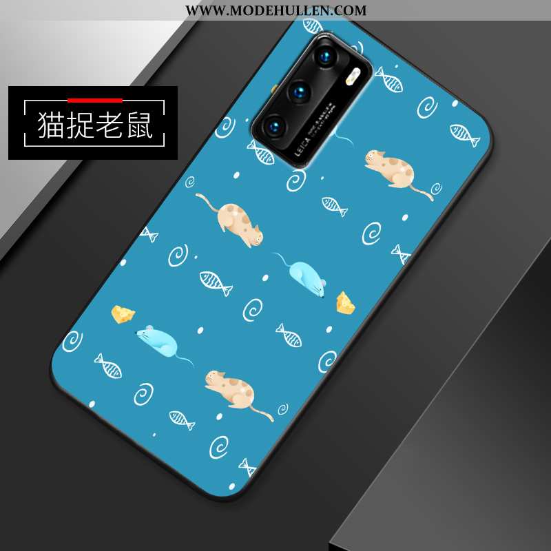 Hülle Huawei P40 Dünne Nubuck Karikatur Handy Super Persönlichkeit Anti-sturz Weiße