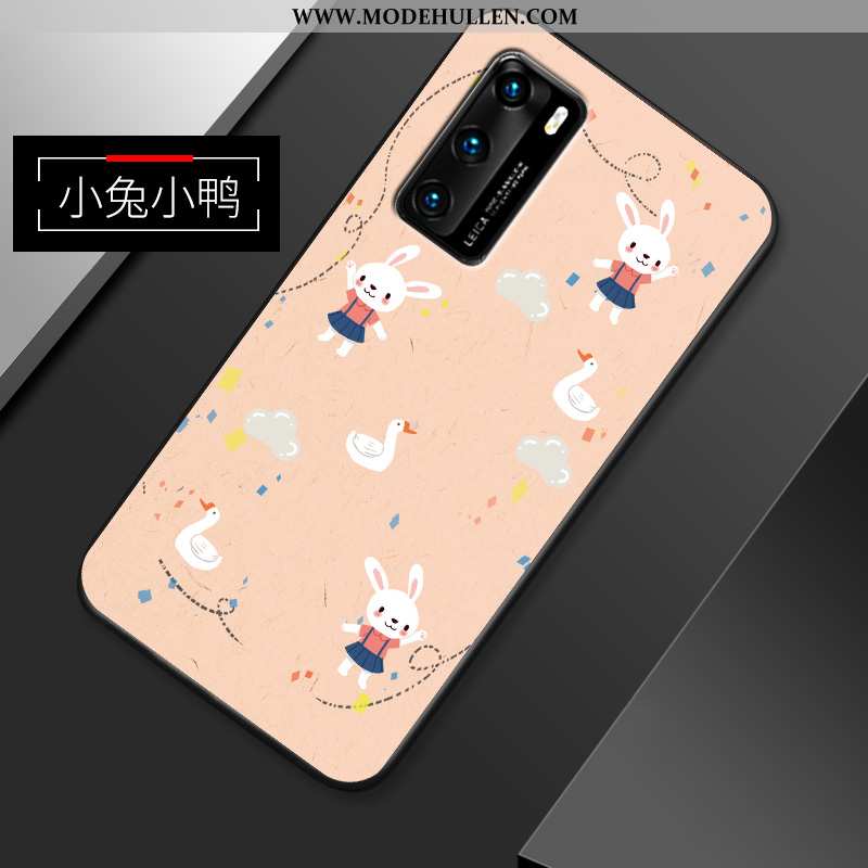 Hülle Huawei P40 Dünne Nubuck Karikatur Handy Super Persönlichkeit Anti-sturz Weiße