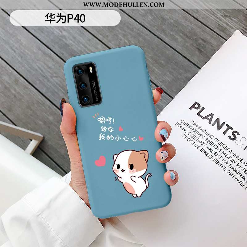 Hülle Huawei P40 Karikatur Silikon Schutz Mini Katzen Kreativ Herz Blau