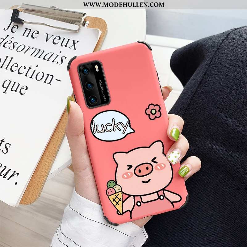 Hülle Huawei P40 Kreativ Karikatur Liebhaber Schutz Case Rot Rote