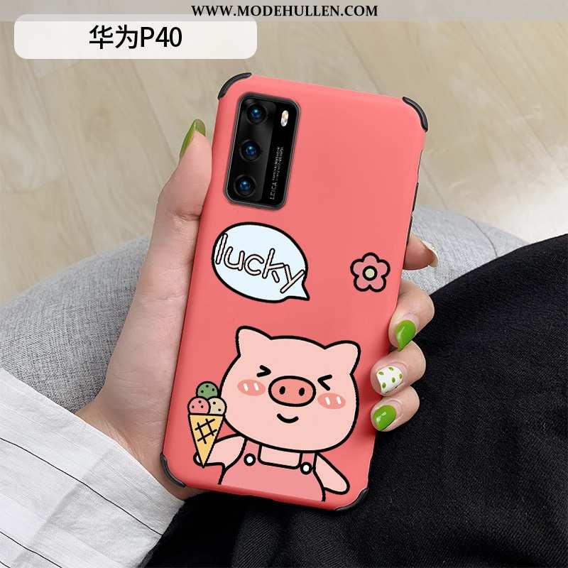 Hülle Huawei P40 Kreativ Karikatur Liebhaber Schutz Case Rot Rote