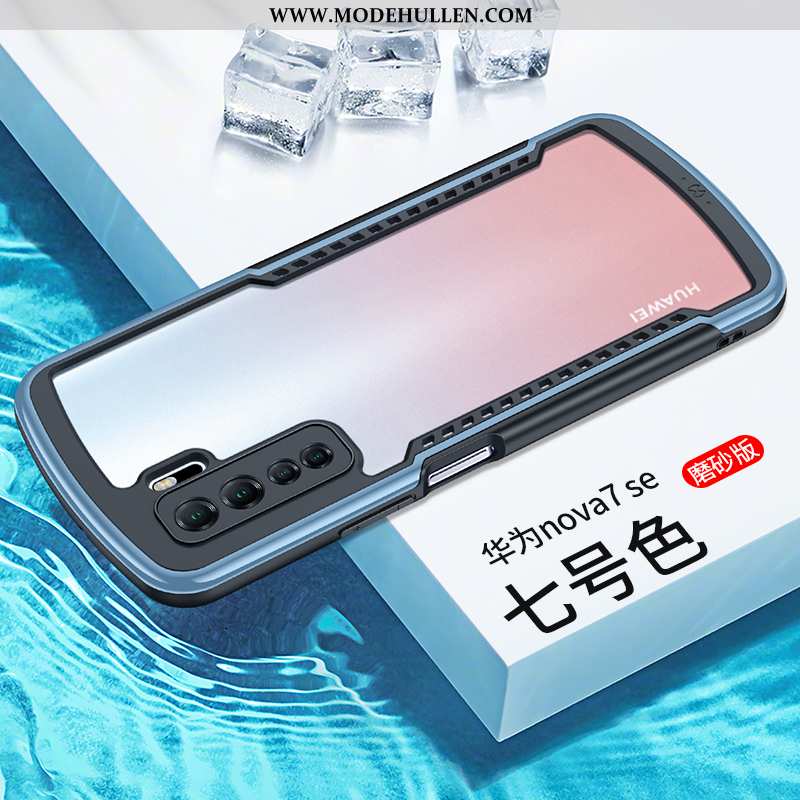 Hülle Huawei P40 Lite 5g Glas Silikon Handy Anti-sturz Case Blau