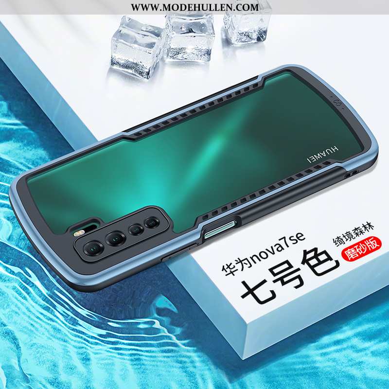 Hülle Huawei P40 Lite 5g Glas Silikon Handy Anti-sturz Case Blau