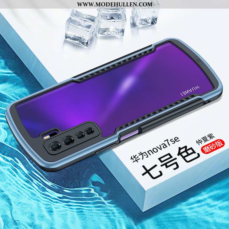 Hülle Huawei P40 Lite 5g Glas Silikon Handy Anti-sturz Case Blau