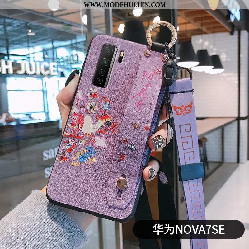 Hülle Huawei P40 Lite 5g Hängende Verzierungen Kreativ Weiche Alles Inklusive Blumen Handy Case Lila