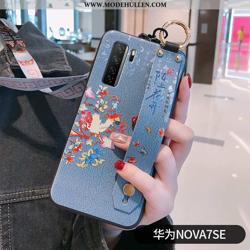 Hülle Huawei P40 Lite 5g Hängende Verzierungen Kreativ Weiche Alles Inklusive Blumen Handy Case Lila