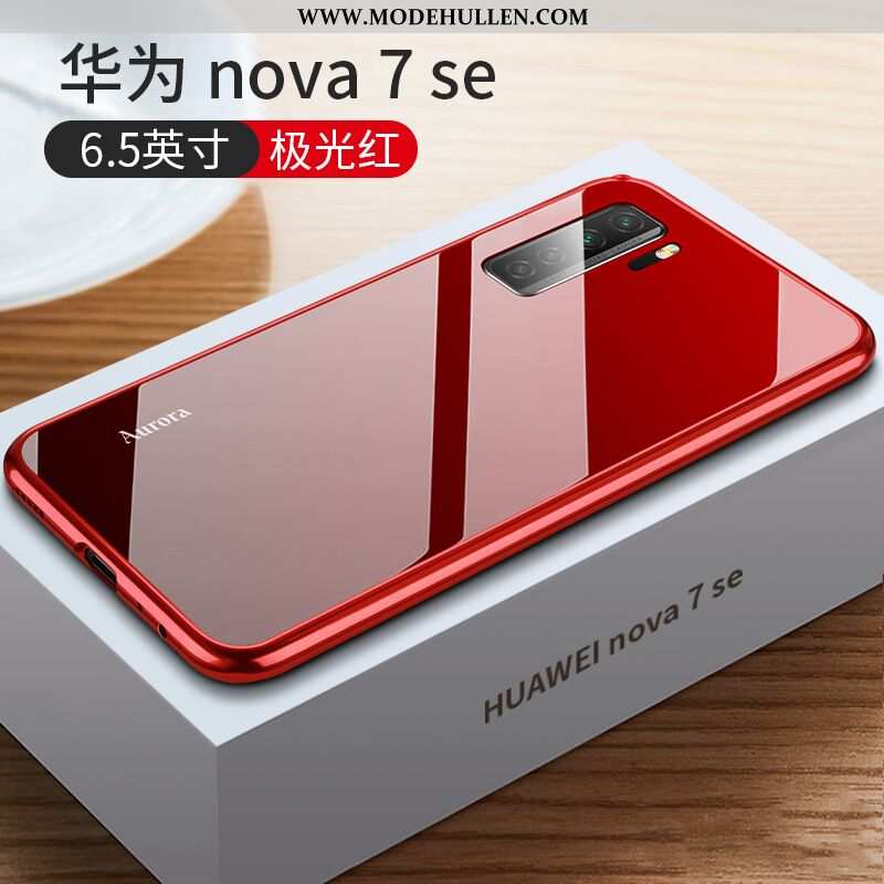 Hülle Huawei P40 Lite 5g Trend Super Metall Netto Rot Rot Beliebte Glas Rote