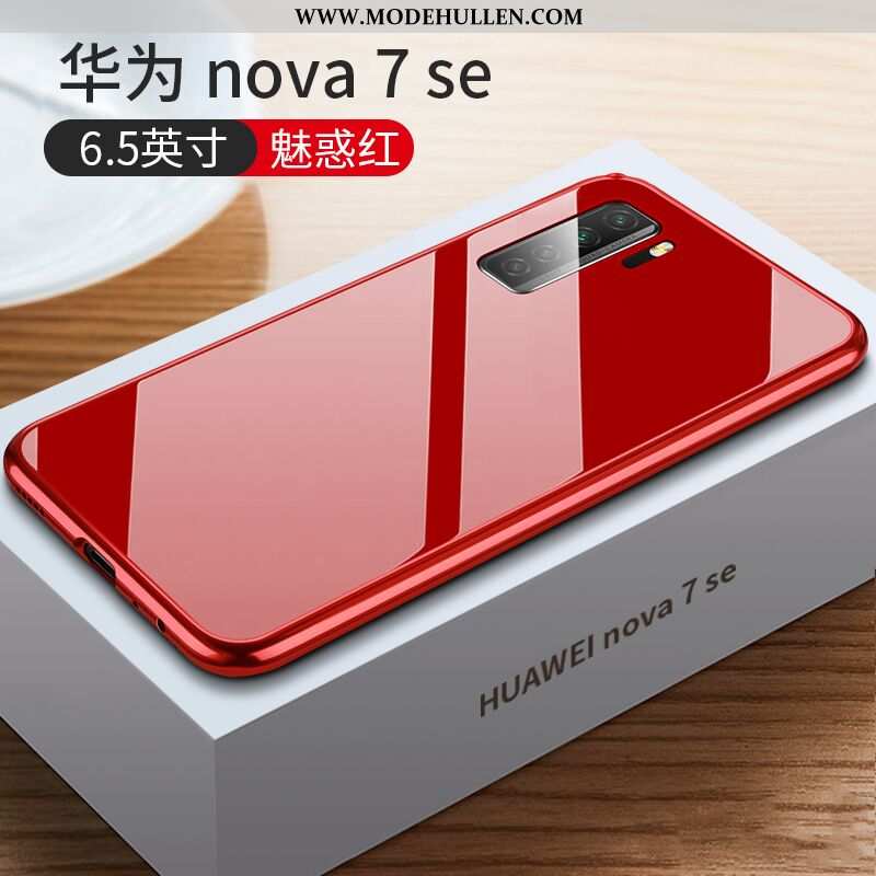 Hülle Huawei P40 Lite 5g Trend Super Metall Netto Rot Rot Beliebte Glas Rote