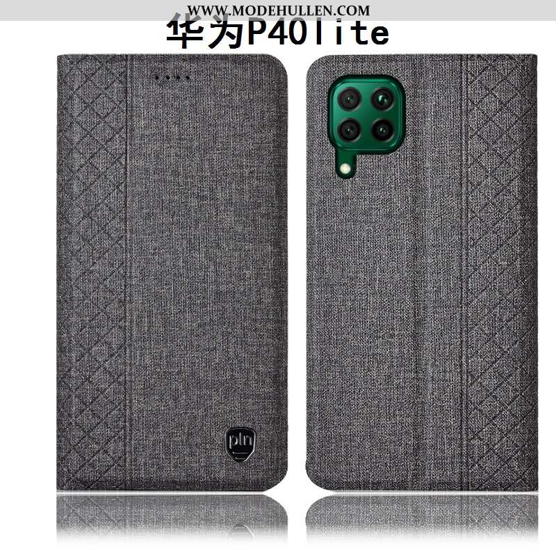 Hülle Huawei P40 Lite Baumwolle Und Leinen Lederhülle Case Schutz Anti-sturz Handy Rosa