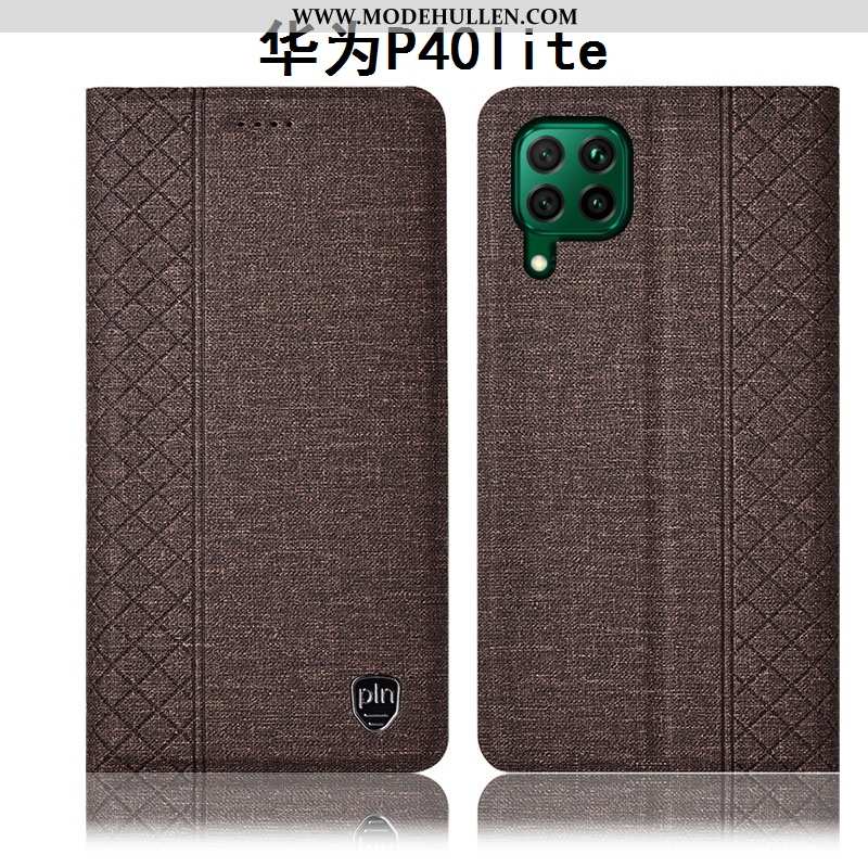 Hülle Huawei P40 Lite Baumwolle Und Leinen Lederhülle Case Schutz Anti-sturz Handy Rosa