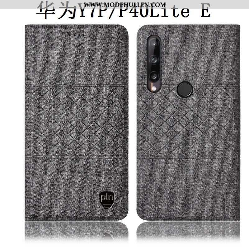 Hülle Huawei P40 Lite E Baumwolle Und Leinen Lederhülle Folio Case Alles Inklusive Schutz Grau