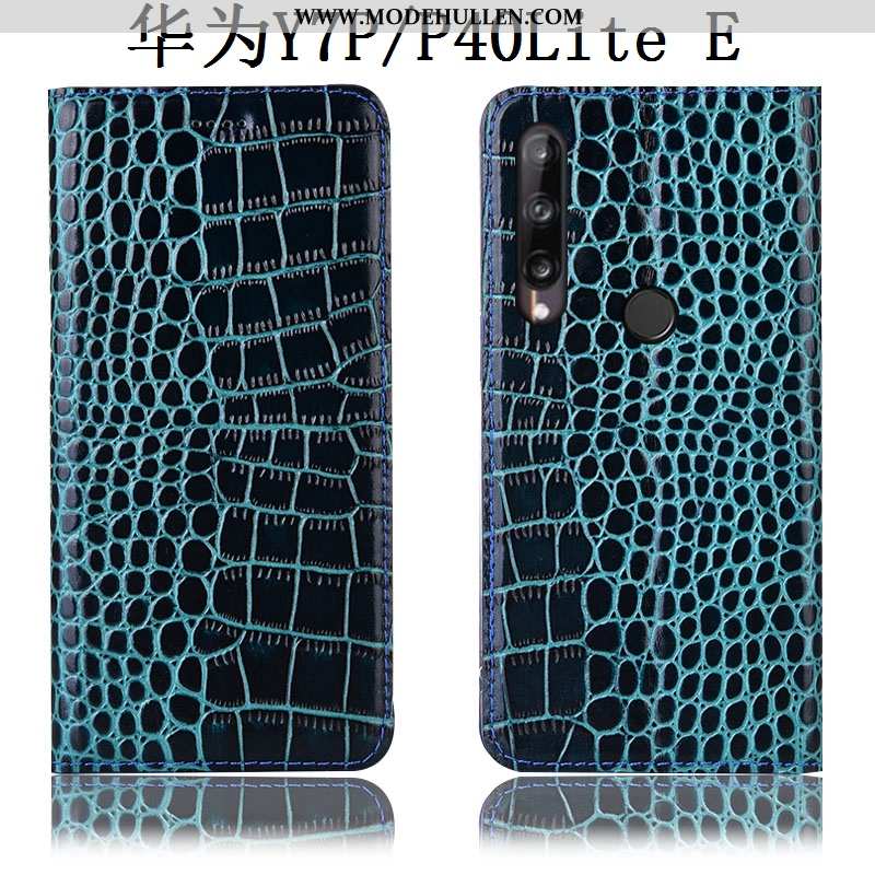 Hülle Huawei P40 Lite E Lederhülle Muster Folio Krokodilmuster Braun Case