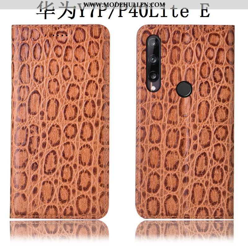 Hülle Huawei P40 Lite E Lederhülle Muster Weinrot Case Anti-sturz Folio Handy Burgund