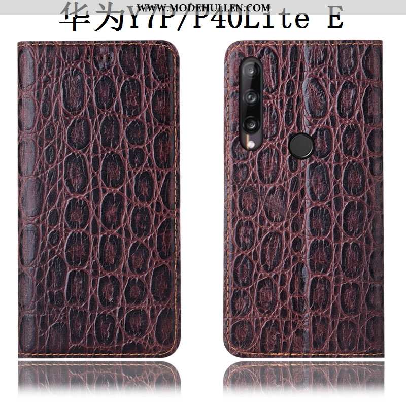 Hülle Huawei P40 Lite E Lederhülle Muster Weinrot Case Anti-sturz Folio Handy Burgund