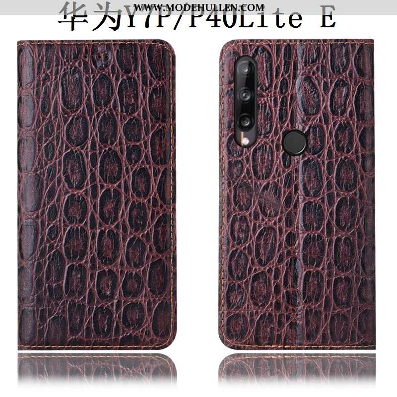 Hülle Huawei P40 Lite E Lederhülle Muster Weinrot Case Anti-sturz Folio Handy Burgund