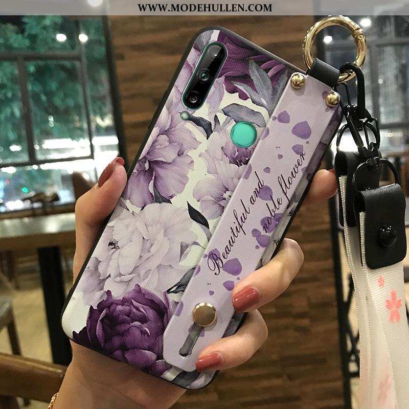 Hülle Huawei P40 Lite E Schutz Hängende Verzierungen Frisch Kreativ Weiche Case Blumen Rosa