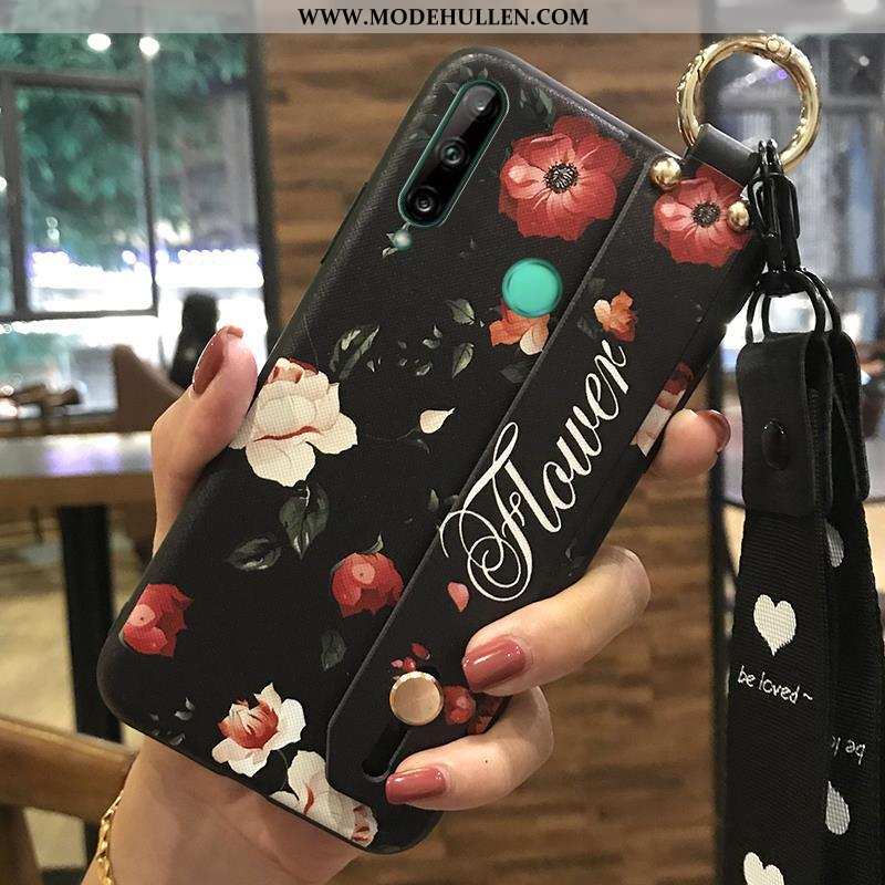 Hülle Huawei P40 Lite E Schutz Hängende Verzierungen Frisch Kreativ Weiche Case Blumen Rosa