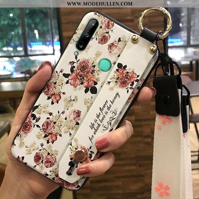 Hülle Huawei P40 Lite E Schutz Hängende Verzierungen Frisch Kreativ Weiche Case Blumen Rosa