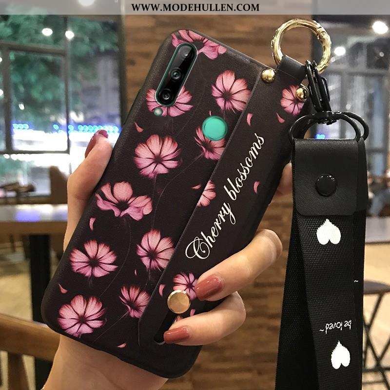 Hülle Huawei P40 Lite E Schutz Hängende Verzierungen Frisch Kreativ Weiche Case Blumen Rosa