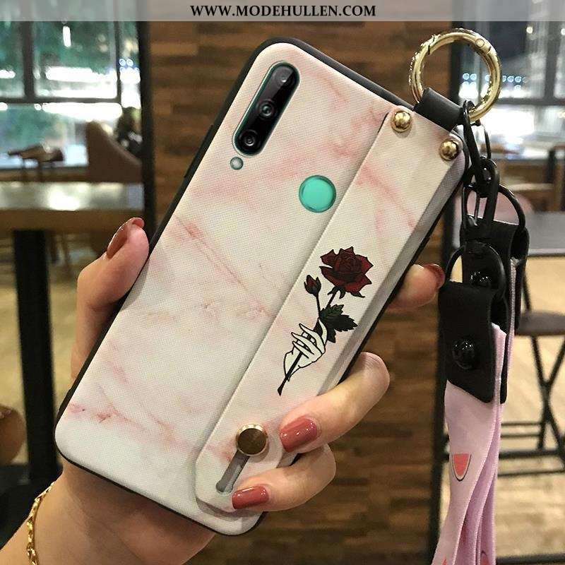 Hülle Huawei P40 Lite E Schutz Hängende Verzierungen Handy Blumen Case Kreativ Rosa