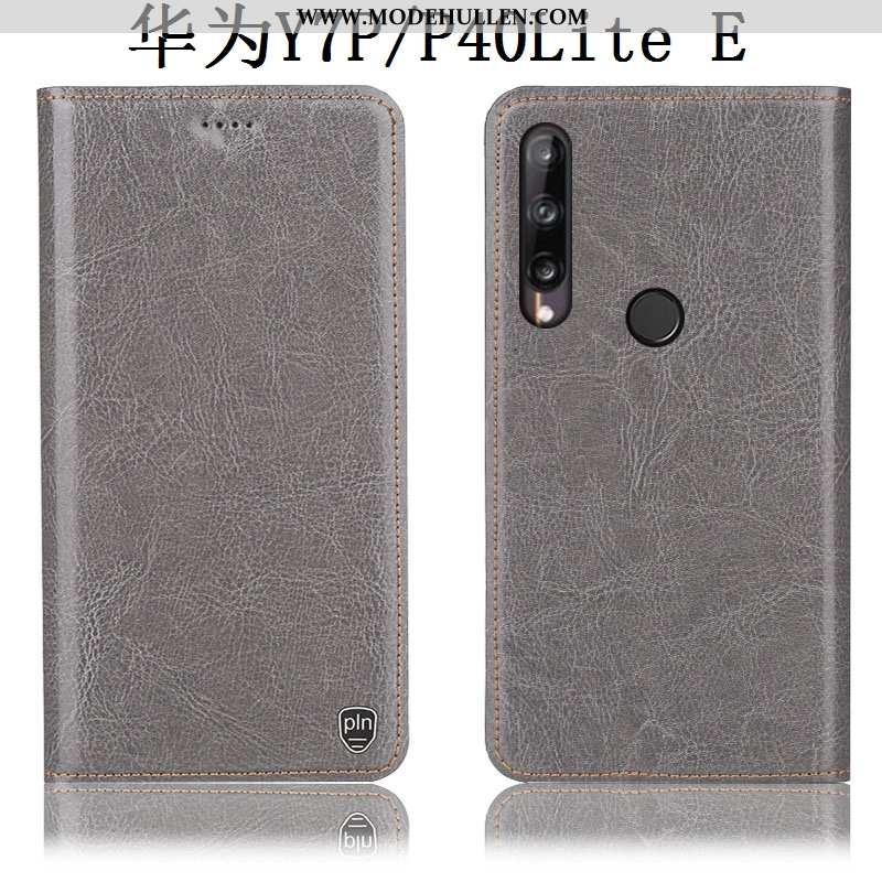 Hülle Huawei P40 Lite E Schutz Lederhülle Grau Folio Case Alles Inklusive