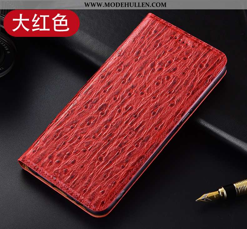 Hülle Huawei P40 Lite E Schutz Lederhülle Rot Vogel Folio Case Rote