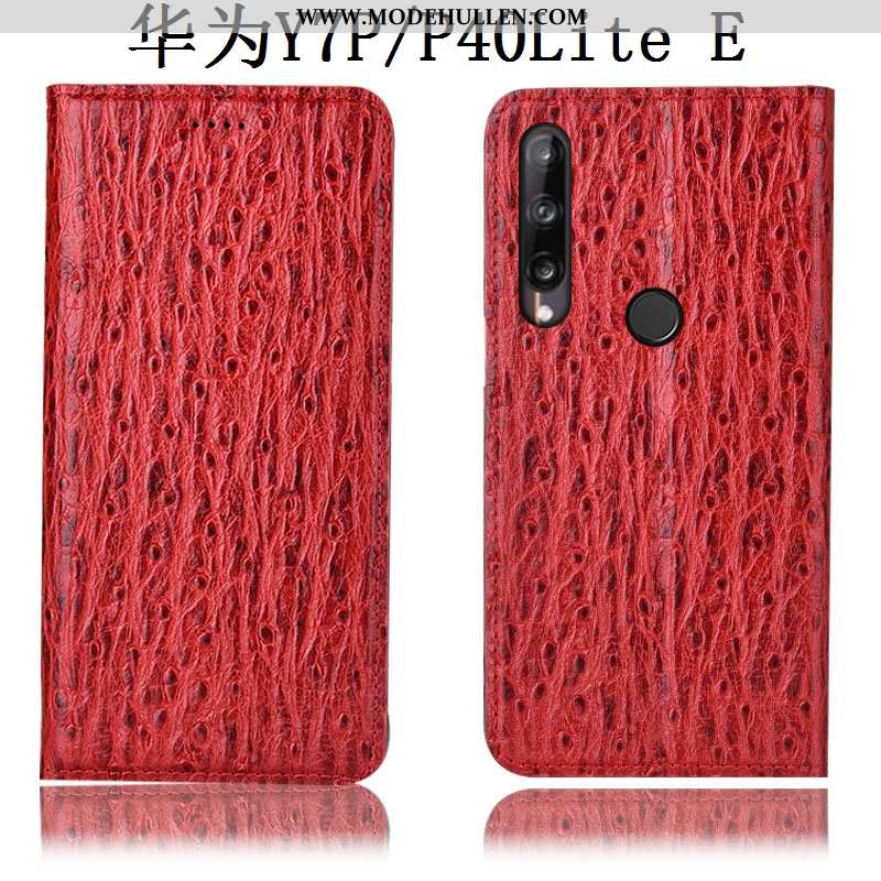 Hülle Huawei P40 Lite E Schutz Lederhülle Rot Vogel Folio Case Rote