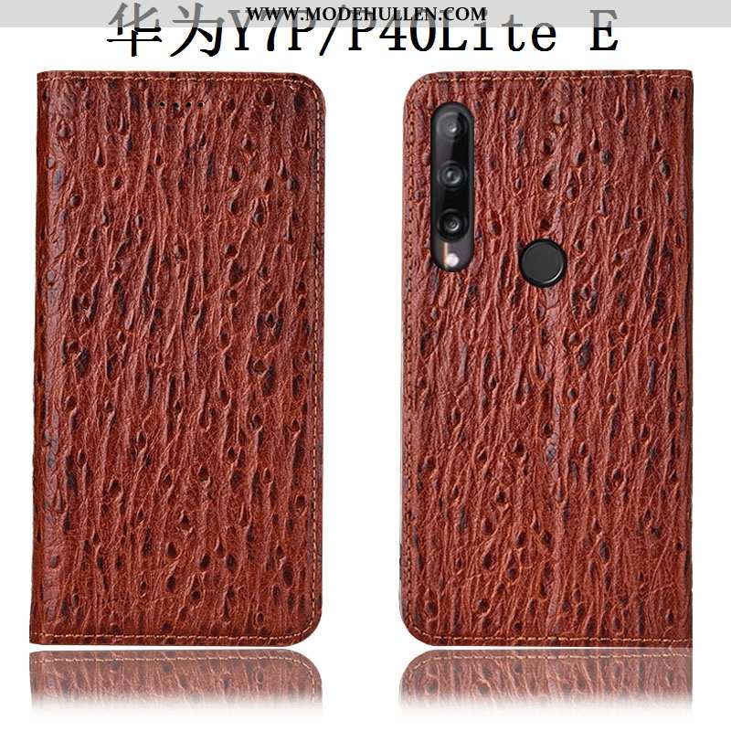 Hülle Huawei P40 Lite E Schutz Lederhülle Rot Vogel Folio Case Rote