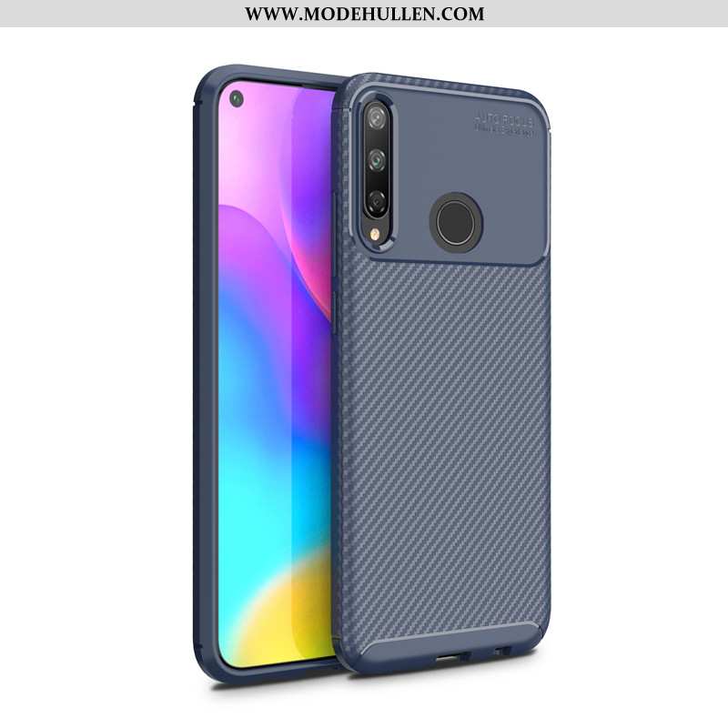 Hülle Huawei P40 Lite E Weiche Schutz Nubuck Case Rutschfest Dunkelblau Handy