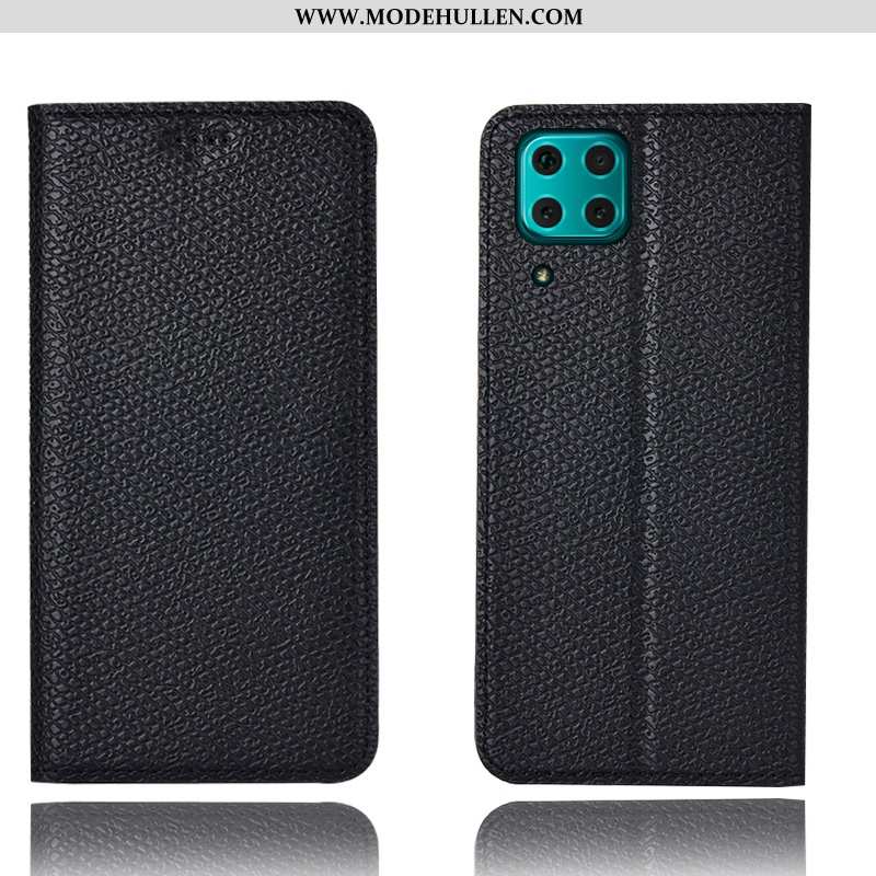 Hülle Huawei P40 Lite Lederhülle Muster Rot Case Mesh Schutz Rote