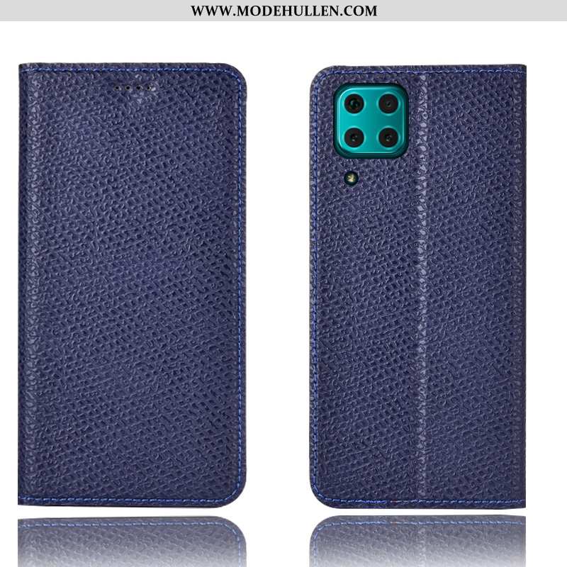 Hülle Huawei P40 Lite Lederhülle Muster Rot Case Mesh Schutz Rote