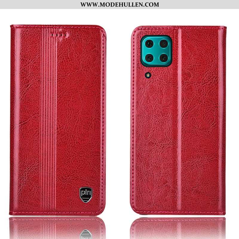 Hülle Huawei P40 Lite Lederhülle Schutz Folio Case Handy Braun