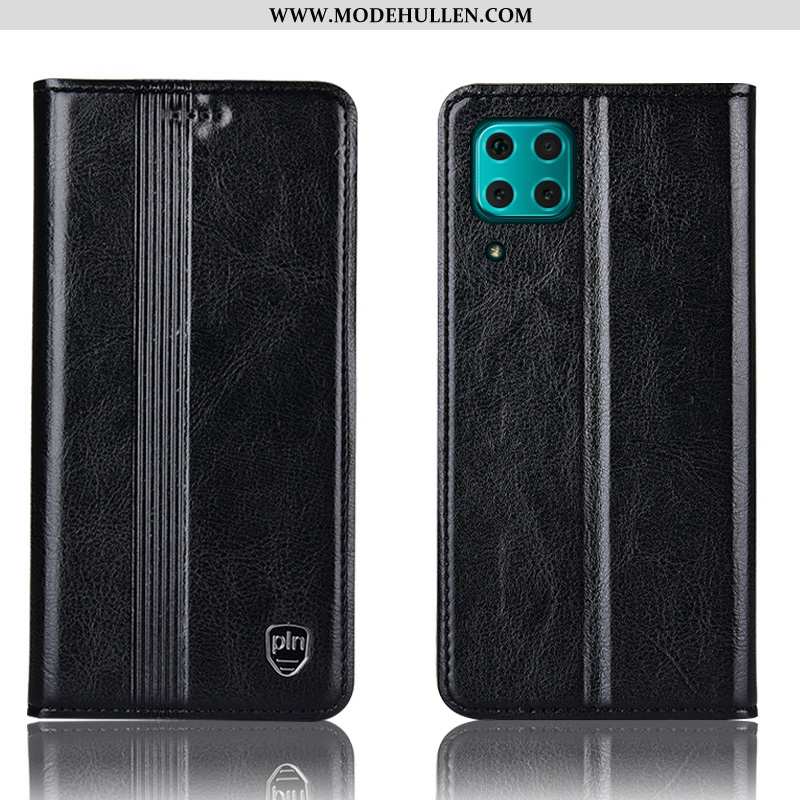 Hülle Huawei P40 Lite Lederhülle Schutz Folio Case Handy Braun