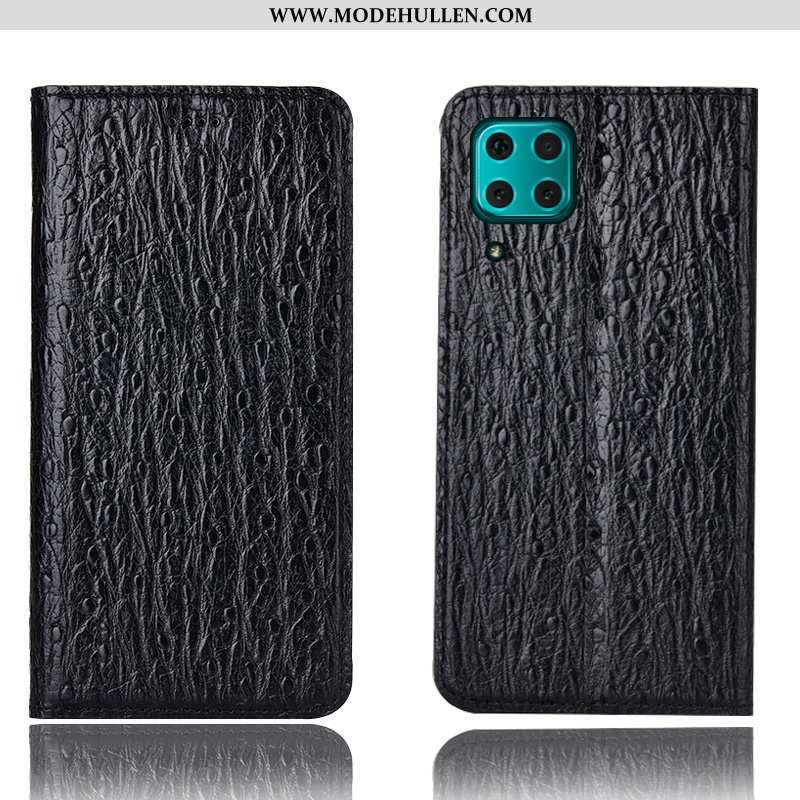 Hülle Huawei P40 Lite Muster Schutz Case Dunkelblau Handy Folio Lederhülle