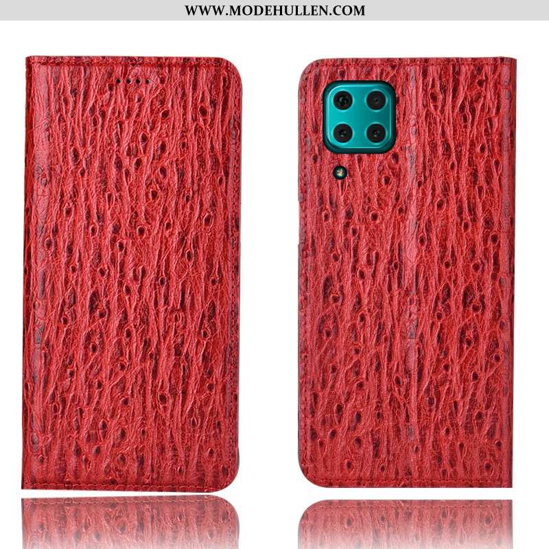 Hülle Huawei P40 Lite Muster Schutz Case Dunkelblau Handy Folio Lederhülle