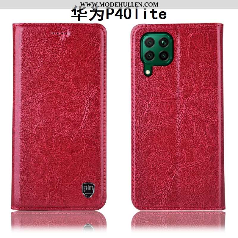 Hülle Huawei P40 Lite Muster Schutz Folio Lederhülle Case Alles Inklusive Braun