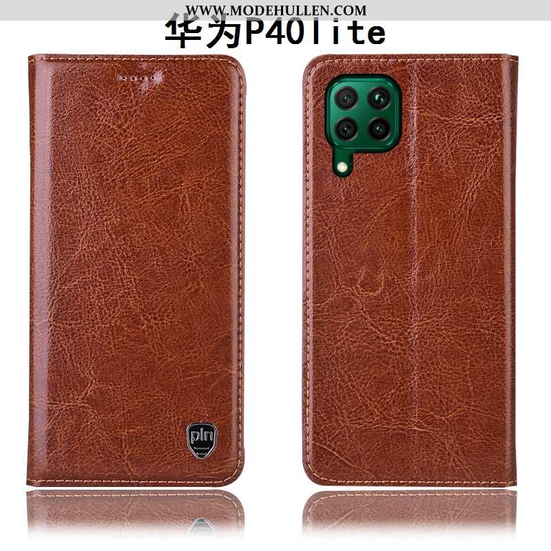 Hülle Huawei P40 Lite Muster Schutz Folio Lederhülle Case Alles Inklusive Braun