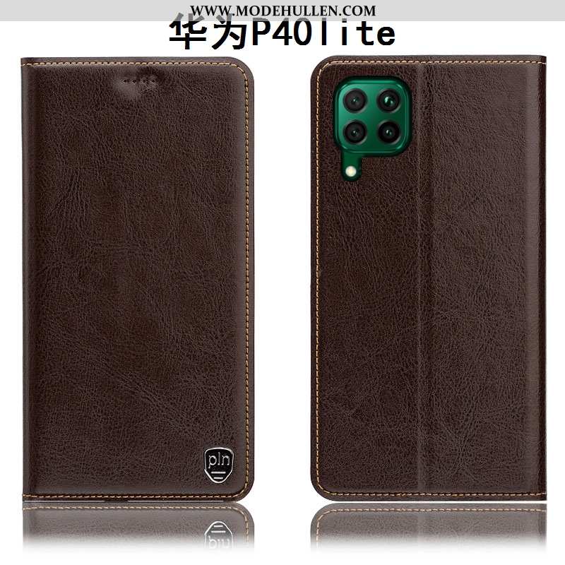 Hülle Huawei P40 Lite Muster Schutz Folio Lederhülle Case Alles Inklusive Braun