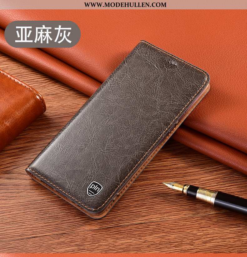 Hülle Huawei P40 Lite Schutz Lederhülle Handy Grau Muster Anti-sturz